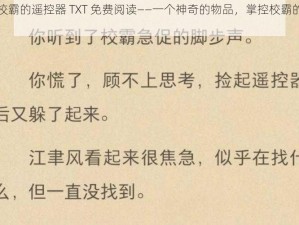 捡到校霸的遥控器 TXT 免费阅读——一个神奇的物品，掌控校霸的秘密武器