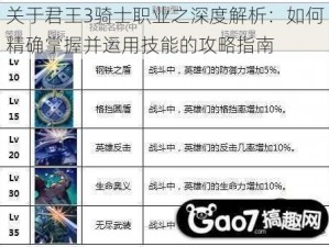 关于君王3骑士职业之深度解析：如何精确掌握并运用技能的攻略指南