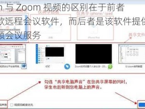 Zoom 与 Zoom 视频的区别在于前者是一款远程会议软件，而后者是该软件提供的一项视频会议服务