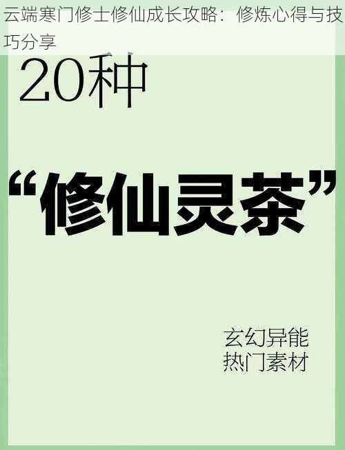 云端寒门修士修仙成长攻略：修炼心得与技巧分享