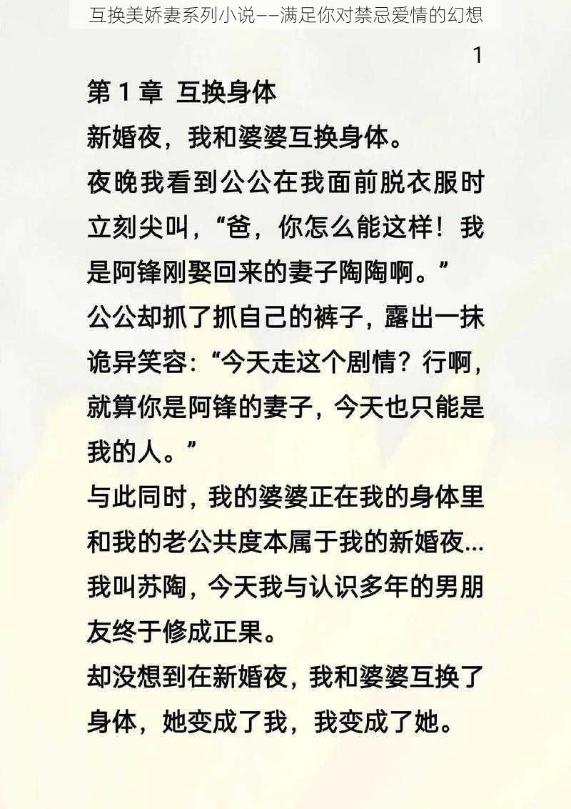 互换美娇妻系列小说——满足你对禁忌爱情的幻想