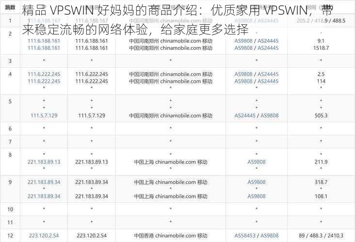 精品 VPSWIN 好妈妈的商品介绍：优质家用 VPSWIN，带来稳定流畅的网络体验，给家庭更多选择