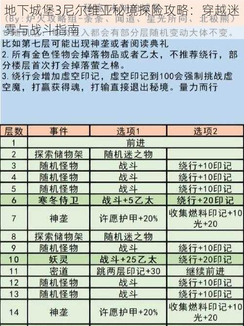 地下城堡3尼尔维亚秘境探险攻略：穿越迷雾与战斗指南