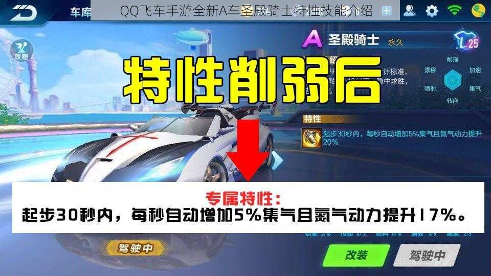 QQ飞车手游全新A车圣殿骑士特性技能介绍