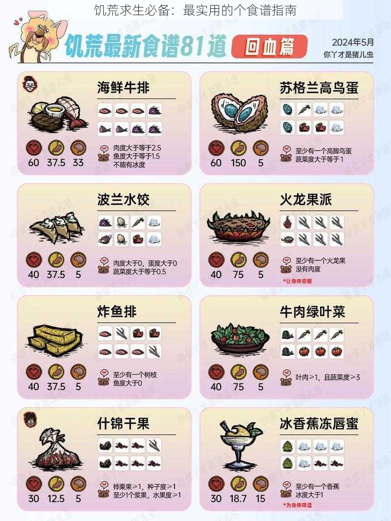 饥荒求生必备：最实用的个食谱指南