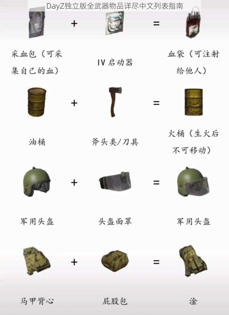 DayZ独立版全武器物品详尽中文列表指南