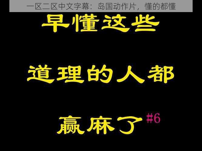 一区二区中文字幕：岛国动作片，懂的都懂