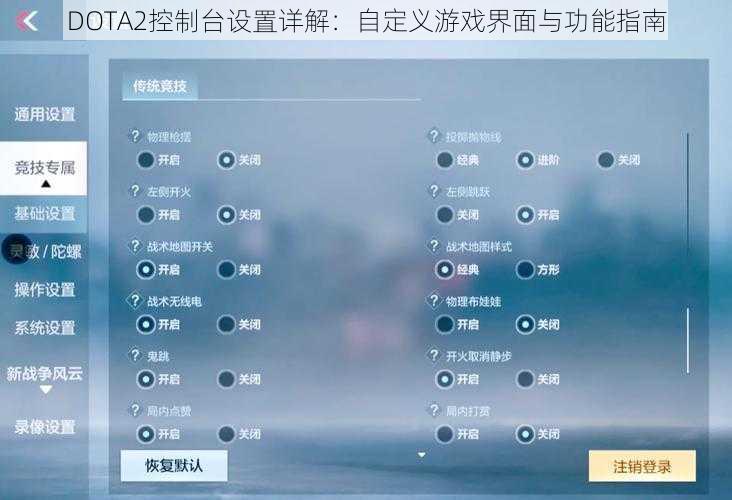 DOTA2控制台设置详解：自定义游戏界面与功能指南