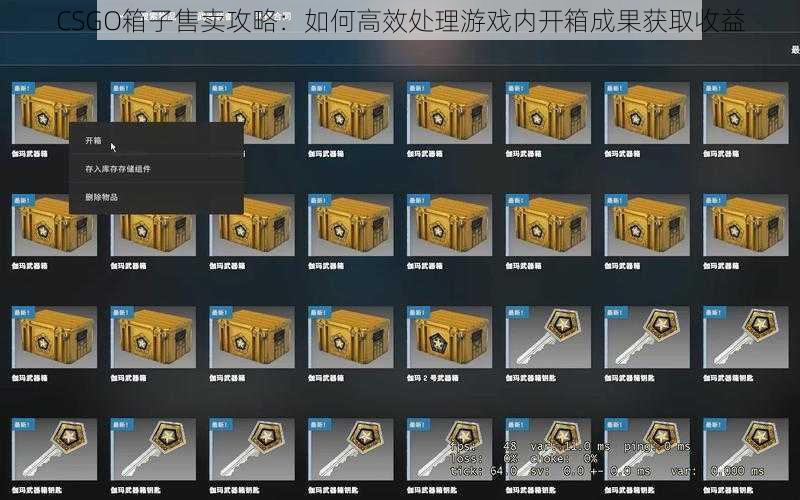 CSGO箱子售卖攻略：如何高效处理游戏内开箱成果获取收益